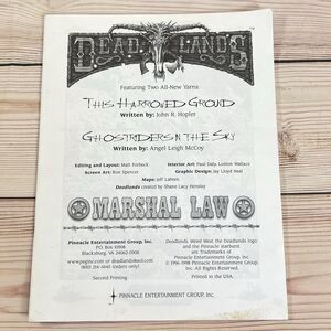 Deadlands Marshal Law Adventure Book 1998 Pinnacle 2nd Print RPG Book -No Screen